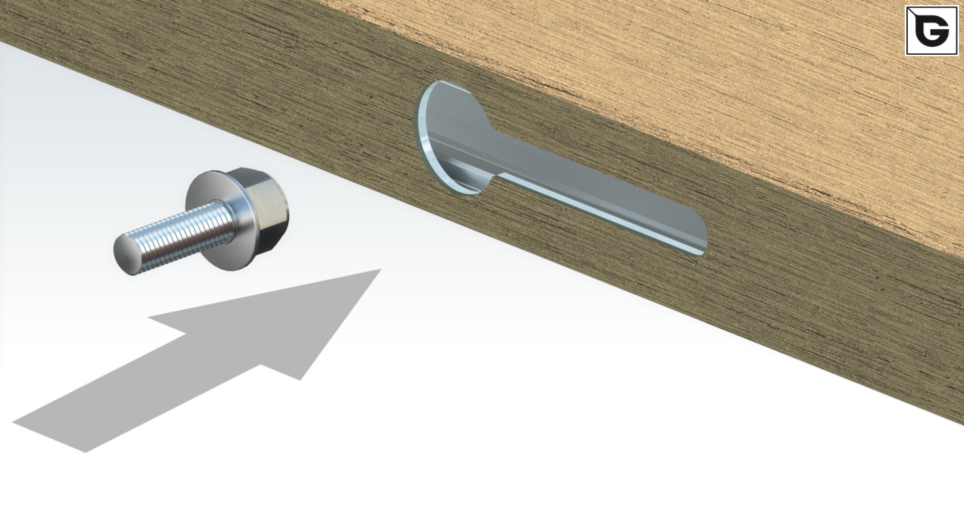 Befestigung über 
 Bolzen mit Flansch