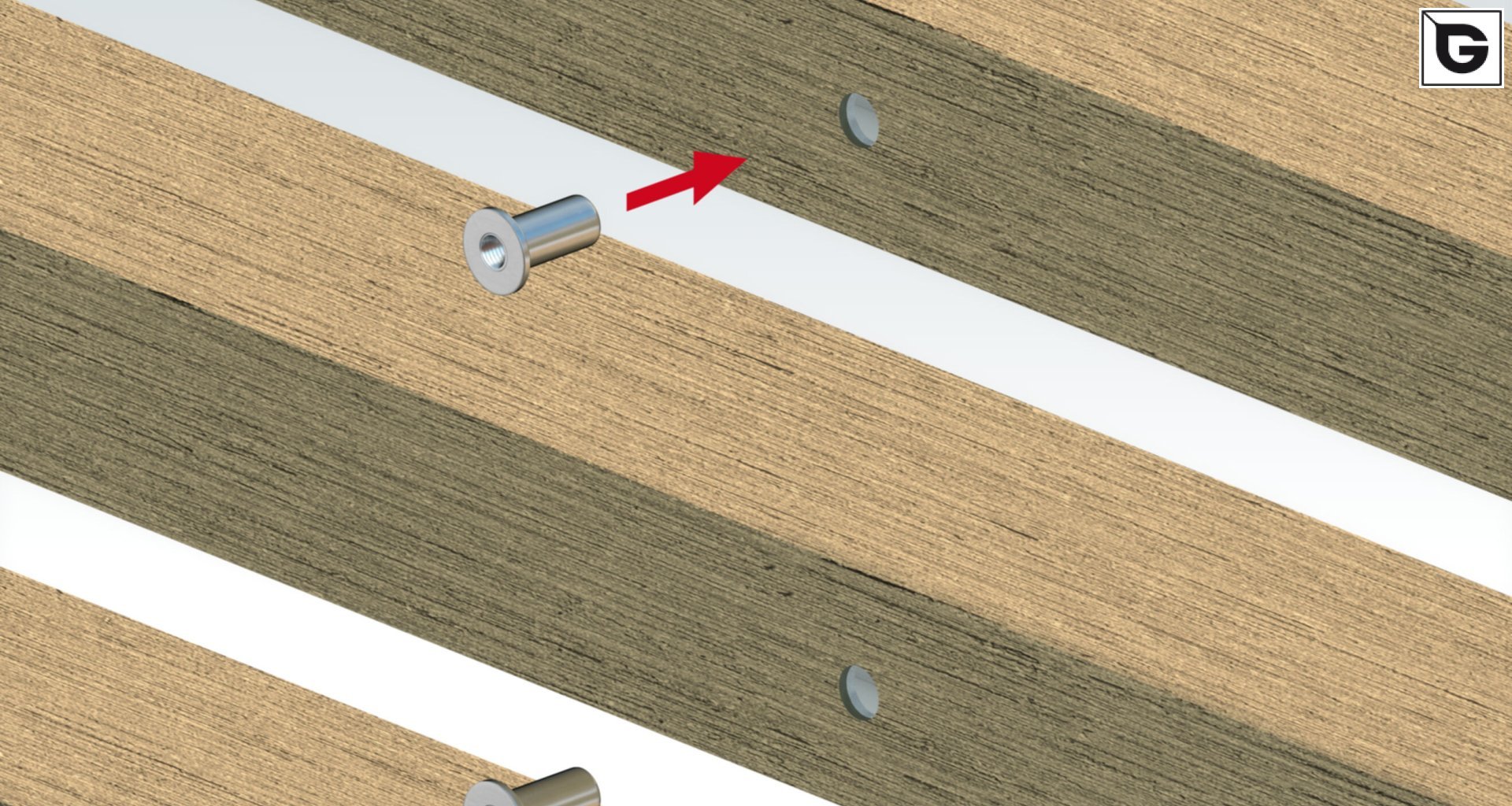 Befestigung mit 
 blind nut