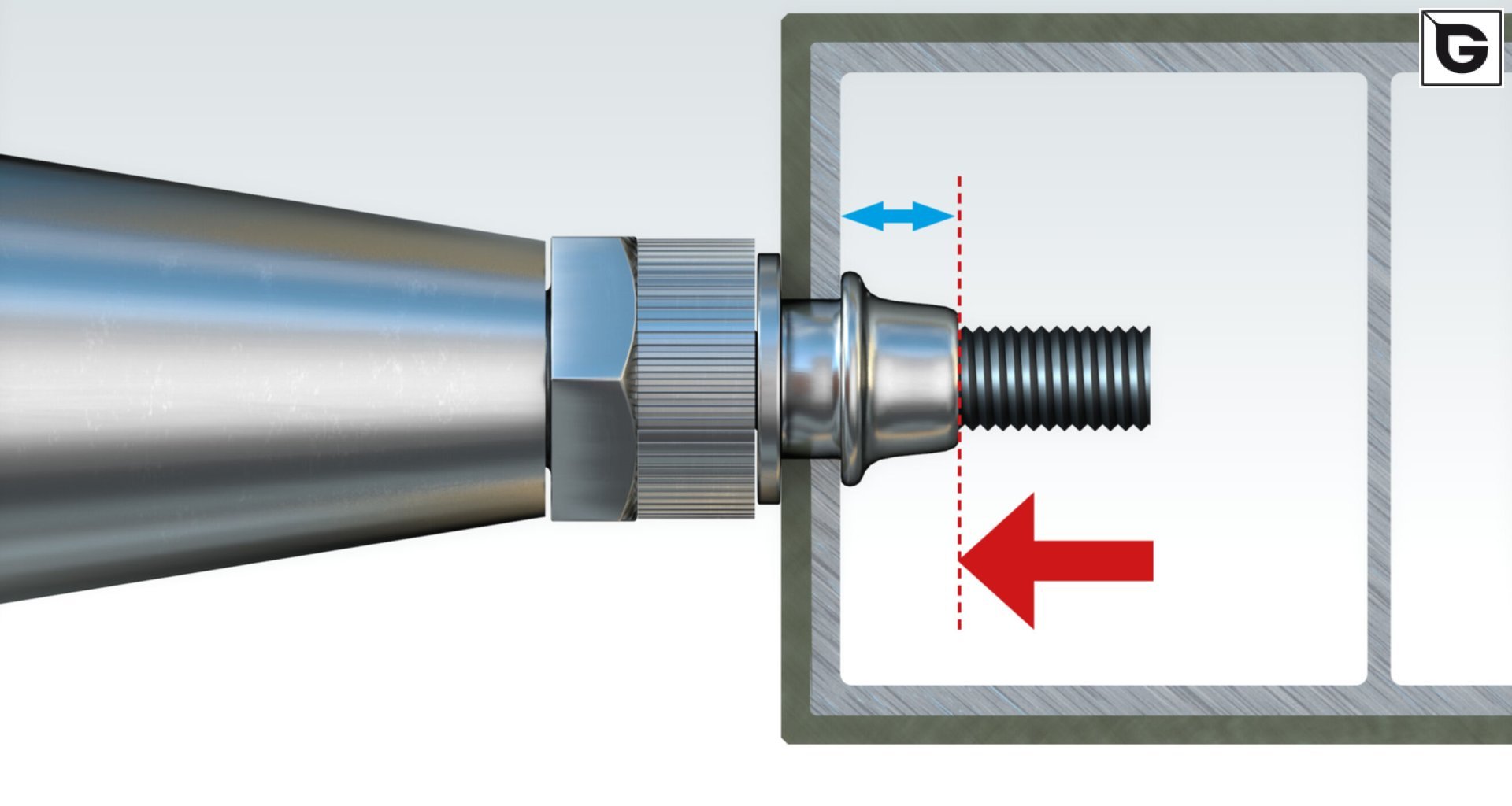 Befestigung mit 
 blind nut